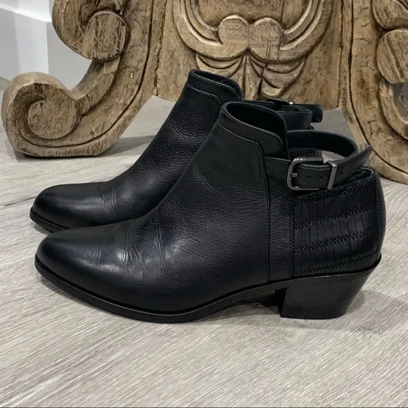 Via Spiga Shoes Via Spiga Ankle Strap Leather Booties Black